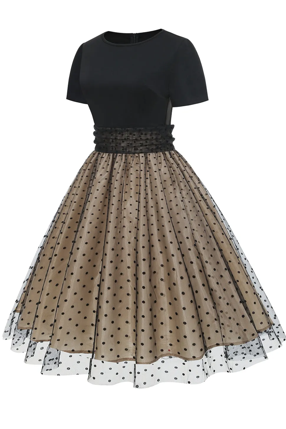 Vestido preto polka dots vintage 1950