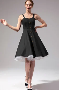 Vestido preto vintage com botão