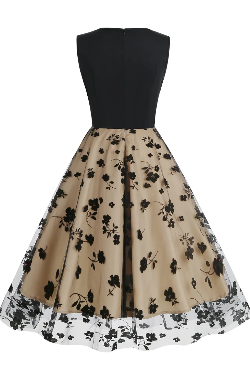Vestido preto vintage de 1950 com bordado