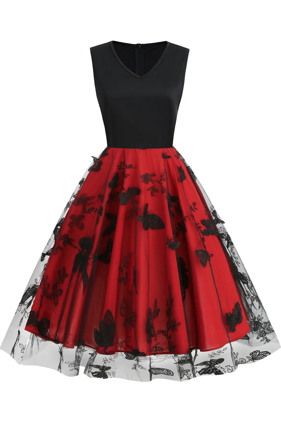 Vestido preto vintage de 1950 com bordado