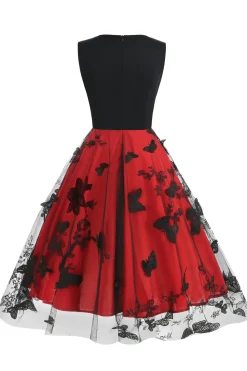 Vestido preto vintage de 1950 com bordado