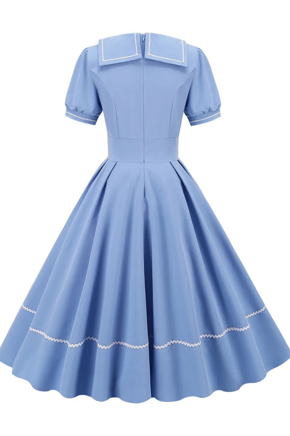 Vestido Retro Azul Mangas Curtas