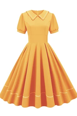 Vestido Retro Azul Mangas Curtas