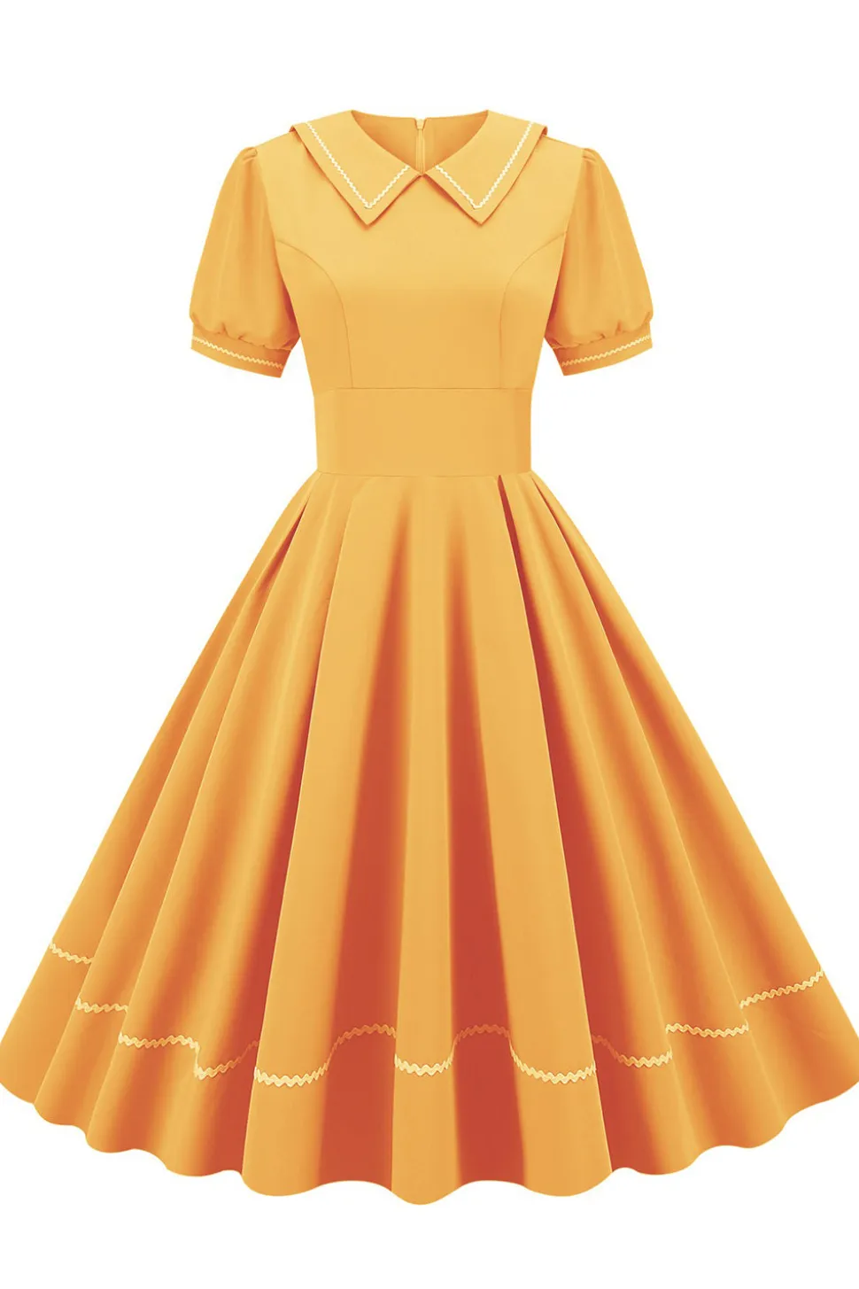 Vestido Retro Azul Mangas Curtas