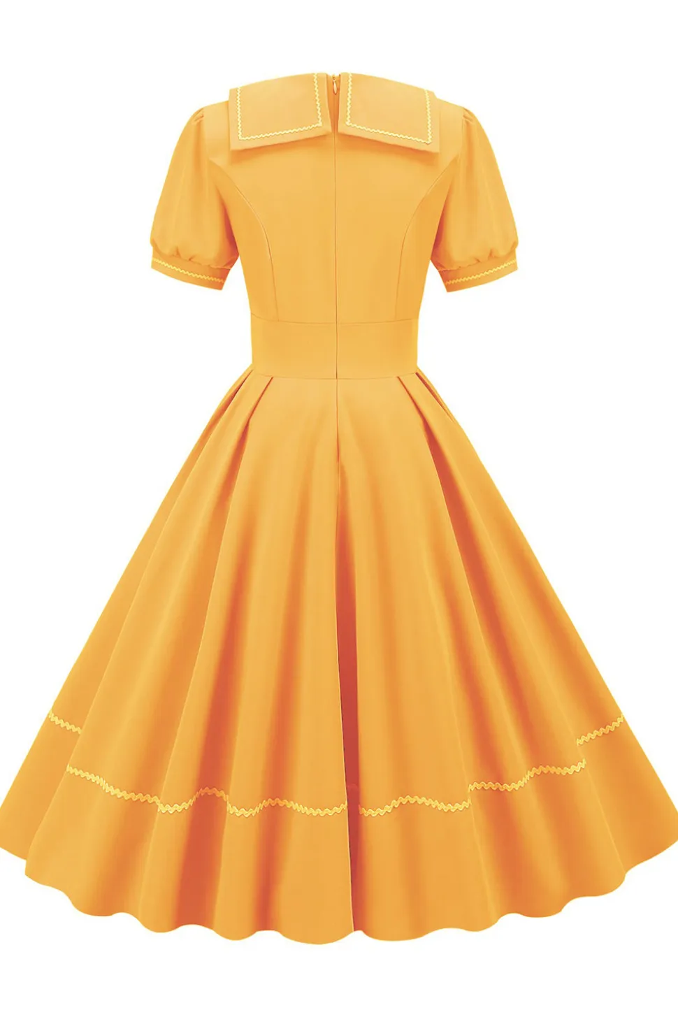 Vestido Retro Azul Mangas Curtas