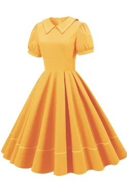 Vestido Retro Azul Mangas Curtas