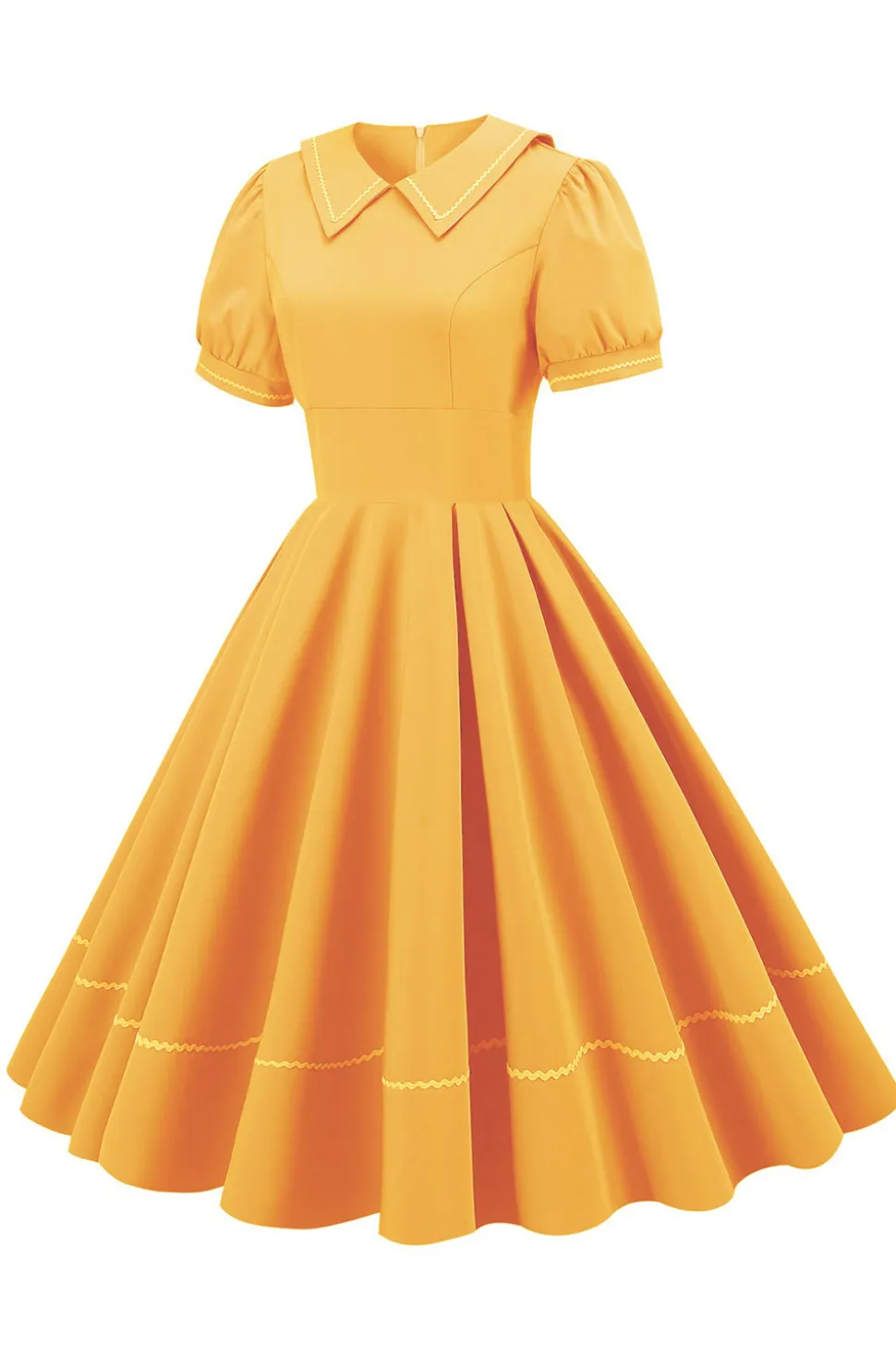Vestido Retro Azul Mangas Curtas
