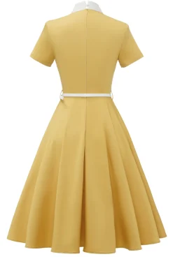 Vestido retro estilo amarelo de 1950 com Bowknot