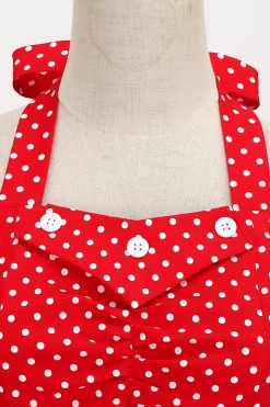 Vestido retro halter halter red polka dots 1950s