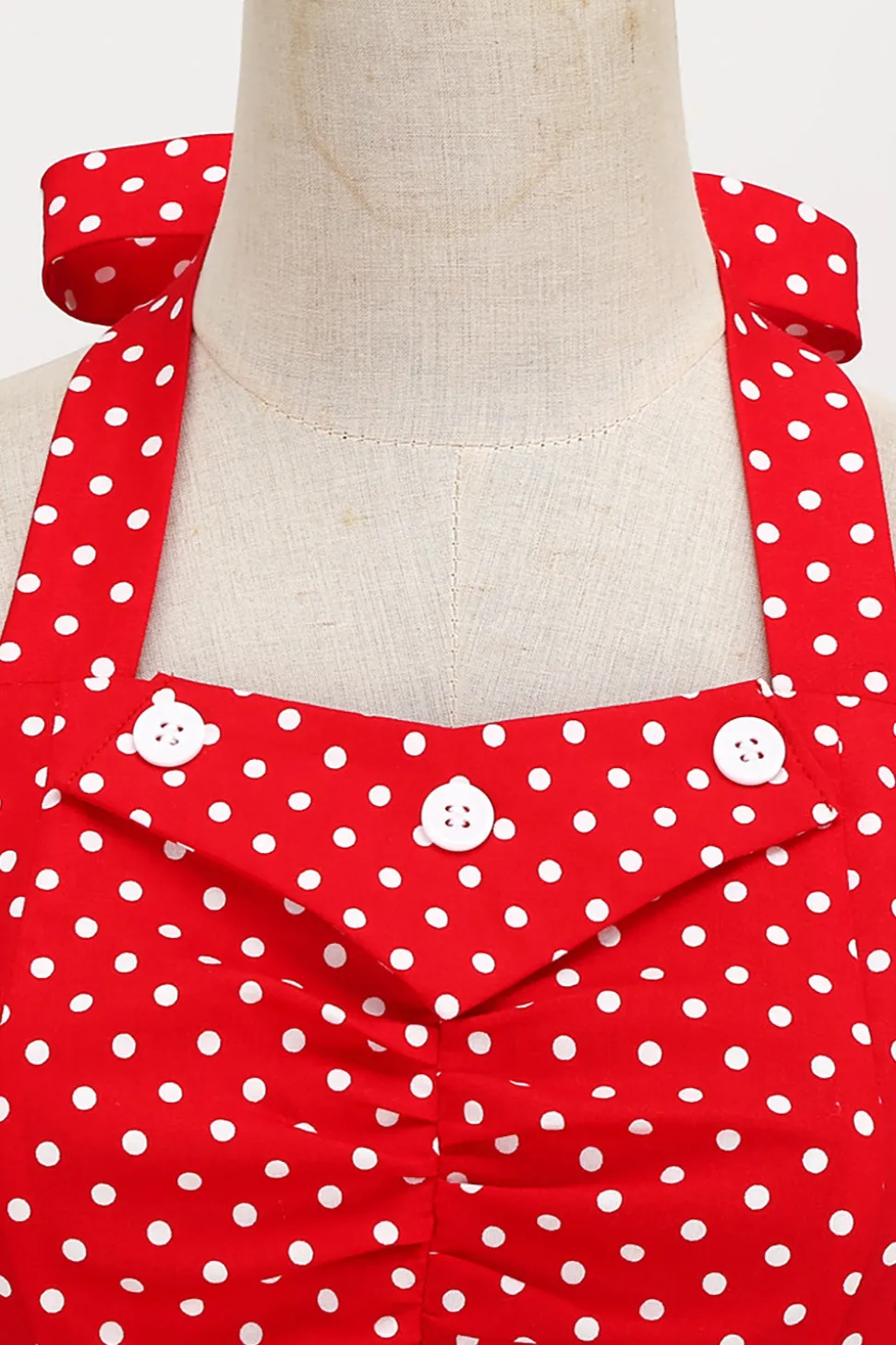 Vestido retro halter halter red polka dots 1950s