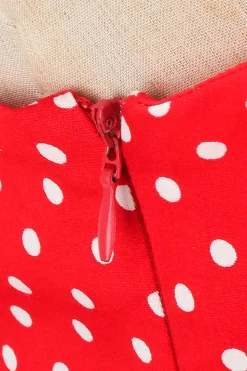 Vestido retro halter halter red polka dots 1950s