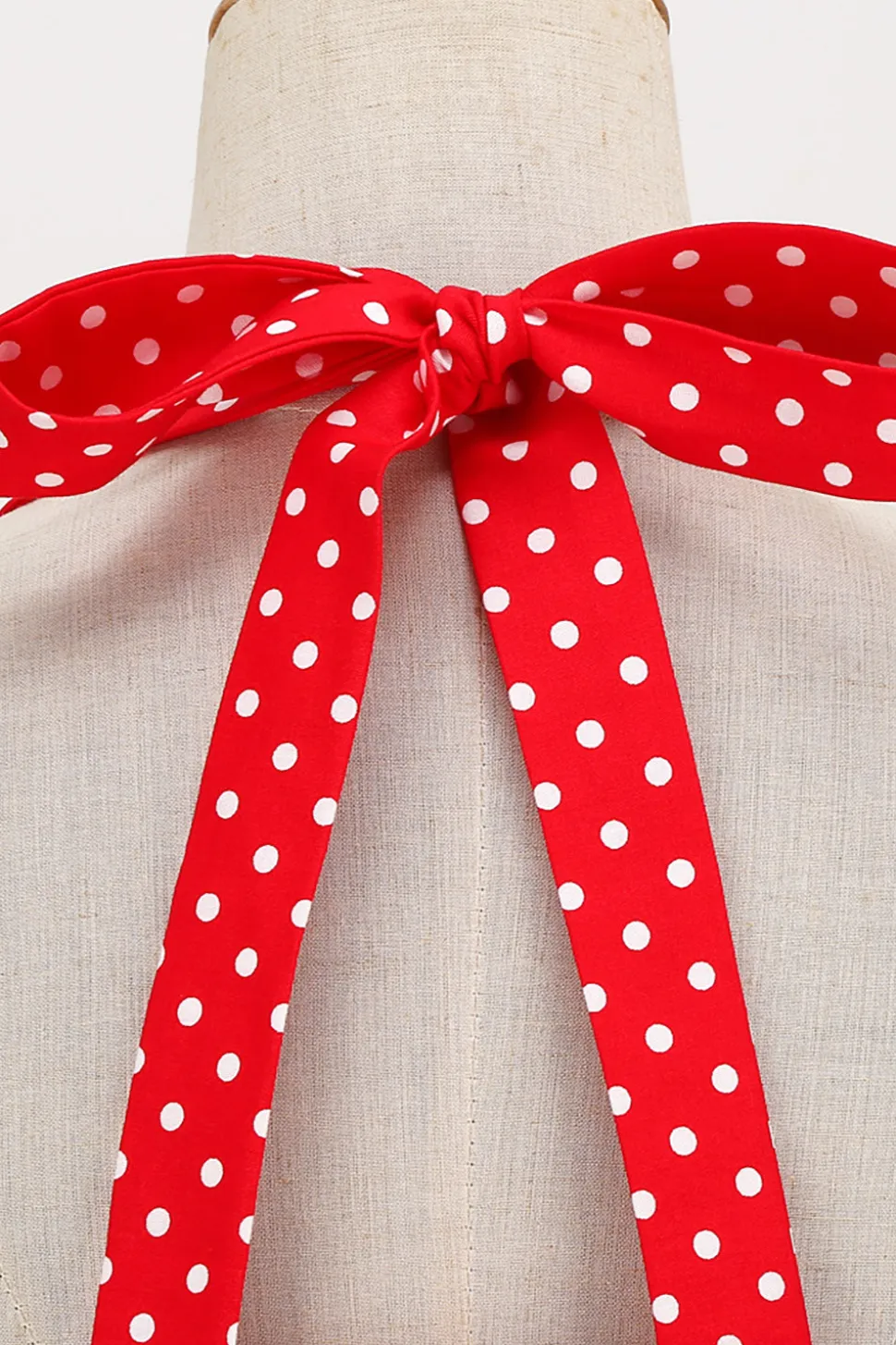 Vestido retro halter halter red polka dots 1950s