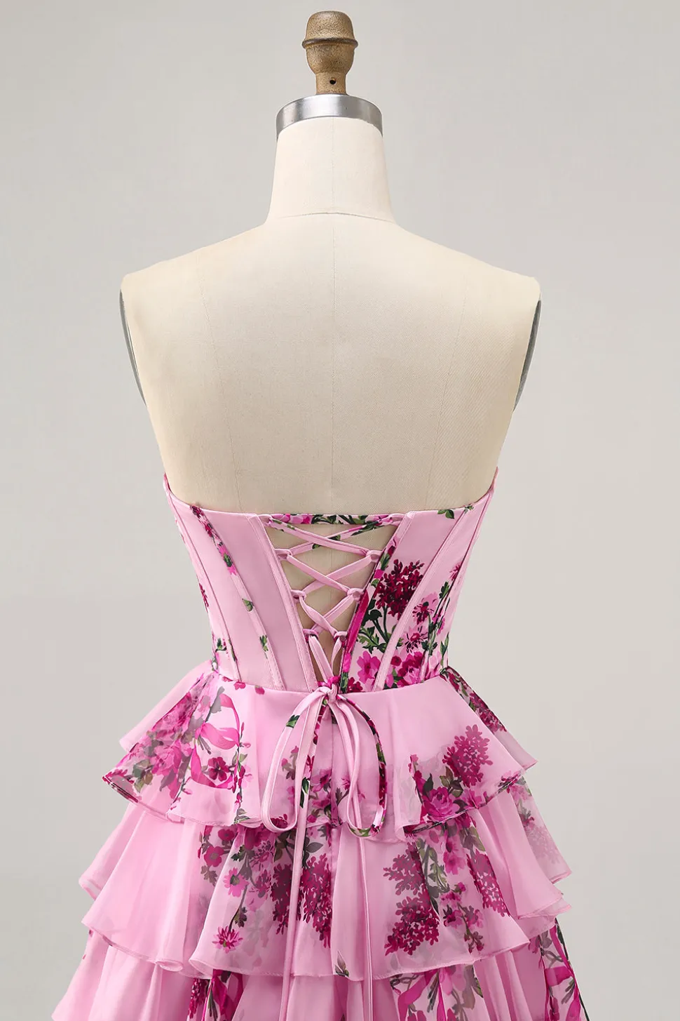 Vestido Rosa Decote Em Coração Espartilho Mini Vestido Cocktail