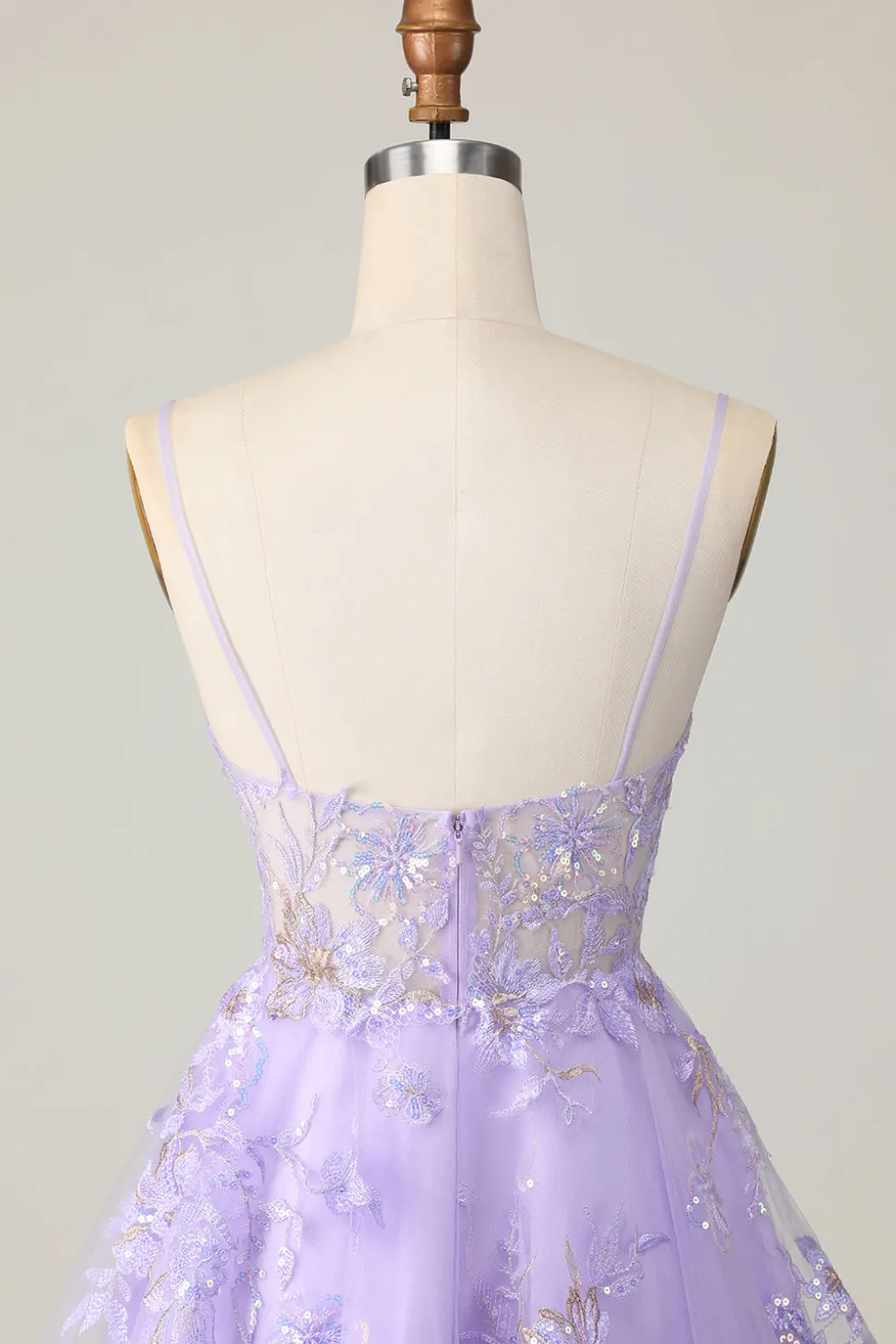 Vestido Roxo A Line Tulle Decote em V Linha-A Mini Vestido Cocktail