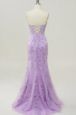 Vestido Sereia de Festa Com Apliques