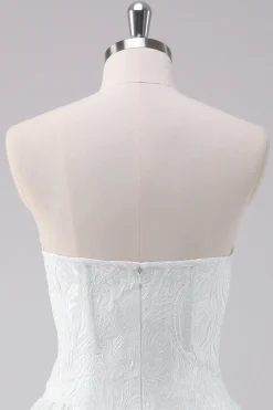 Vestido Simples Branco A-Line Strapless Short Homecoming