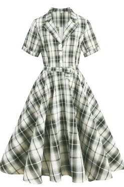 Vestido Swing Verde Xadrez Dos Anos 50