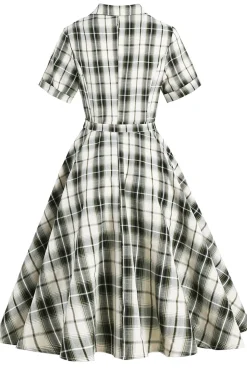 Vestido Swing Verde Xadrez Dos Anos 50