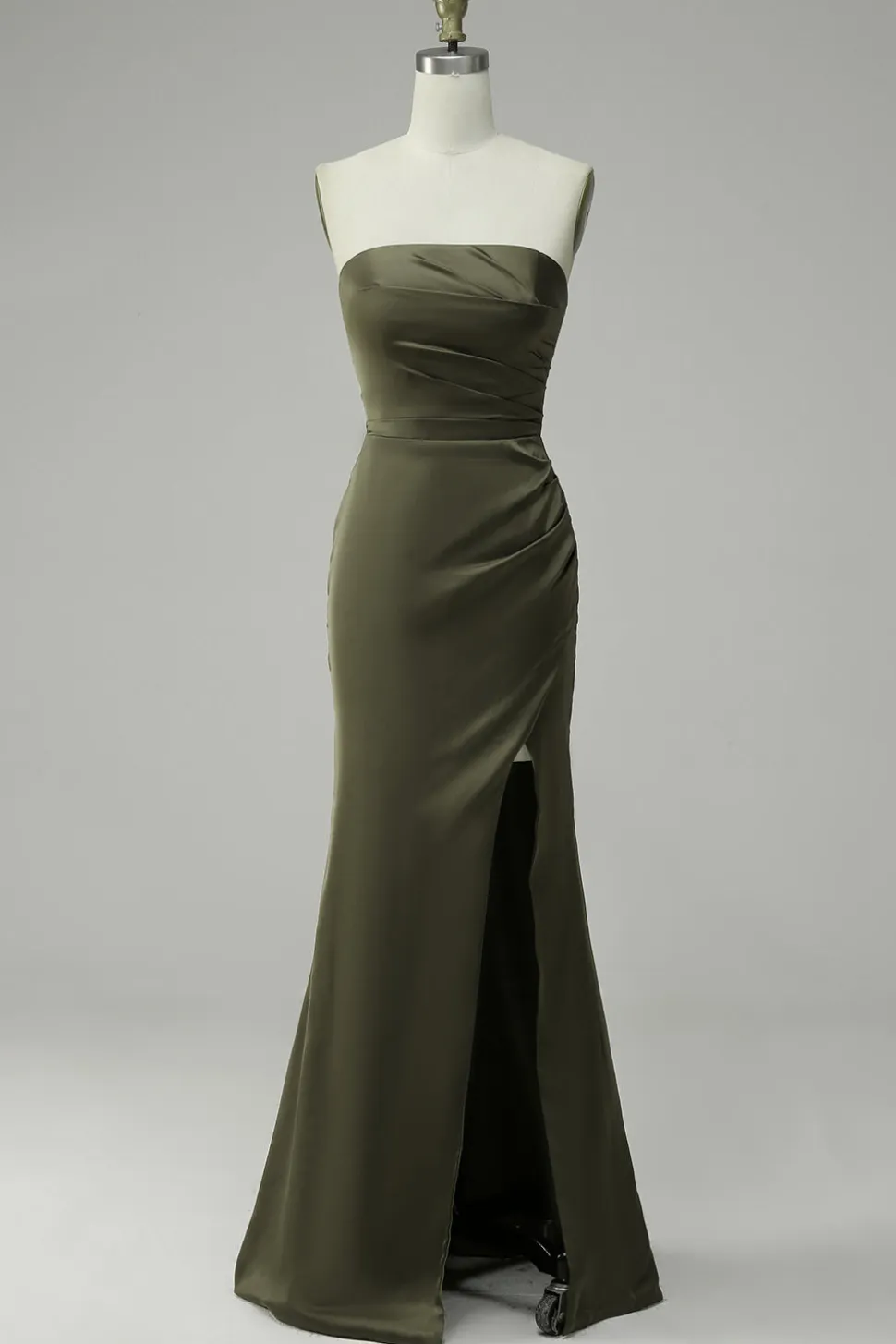 Vestido Verde de Festa Cetim Sem Alças
