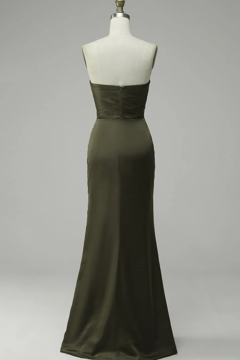 Vestido Verde de Festa Cetim Sem Alças