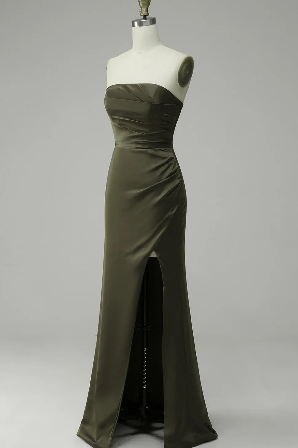 Vestido Verde de Festa Cetim Sem Alças