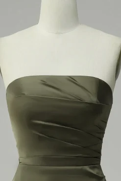 Vestido Verde de Festa Cetim Sem Alças