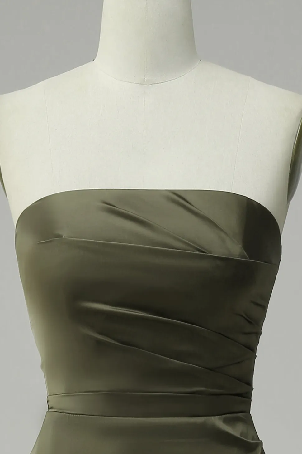 Vestido Verde de Festa Cetim Sem Alças