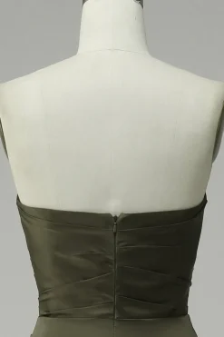 Vestido Verde de Festa Cetim Sem Alças