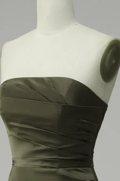Vestido Verde de Festa Cetim Sem Alças