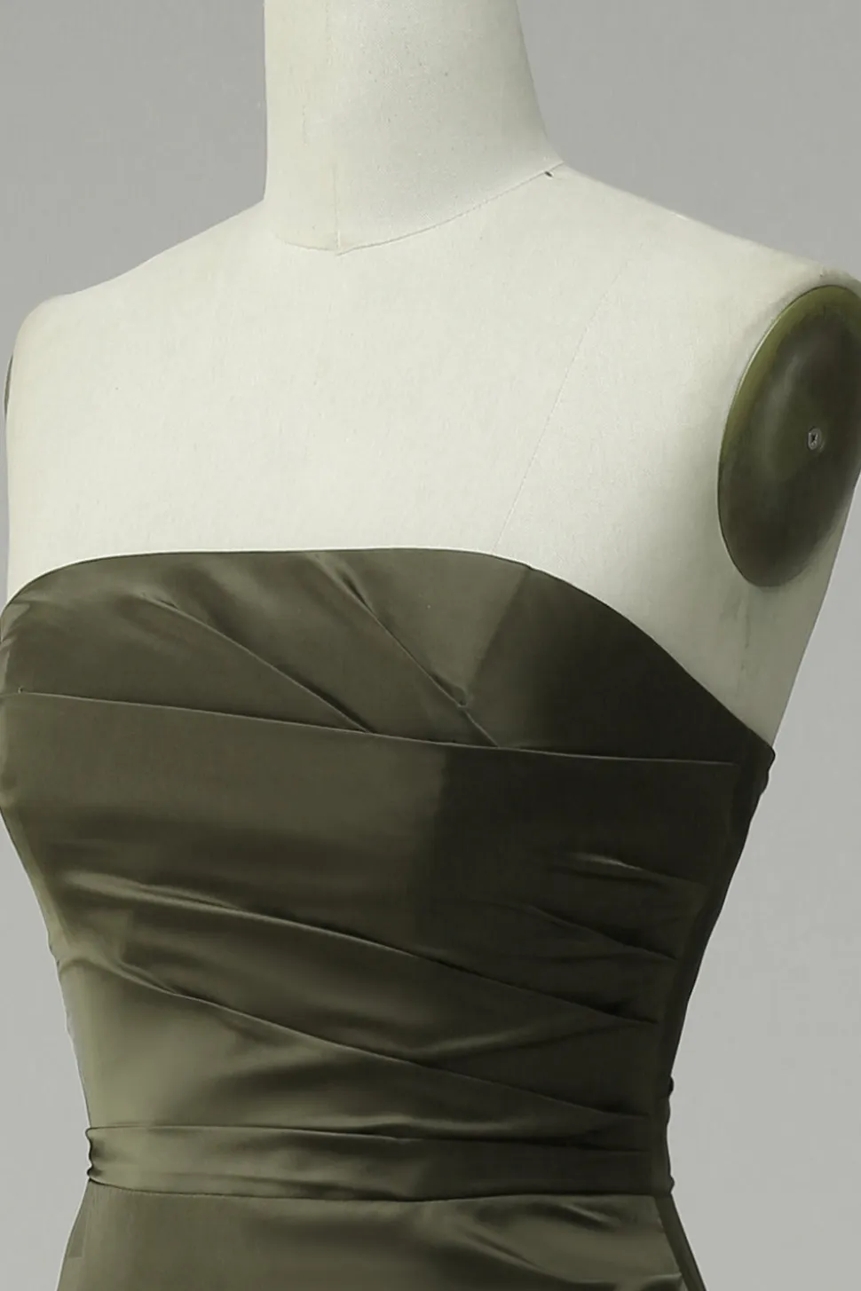 Vestido Verde de Festa Cetim Sem Alças