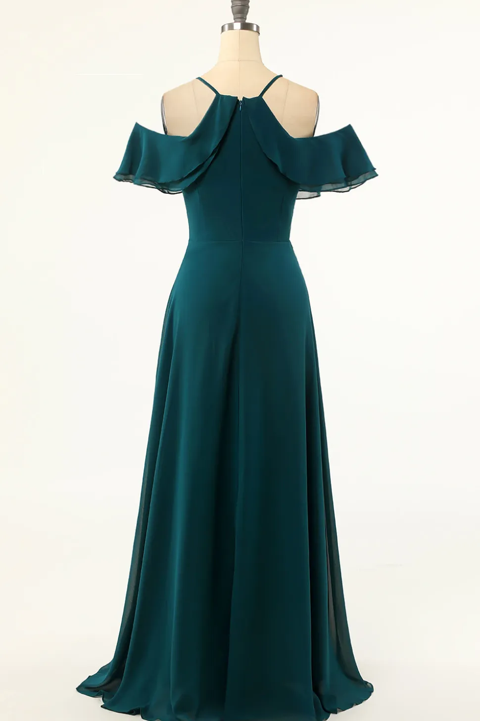 Vestido verde de ombro frio do baile