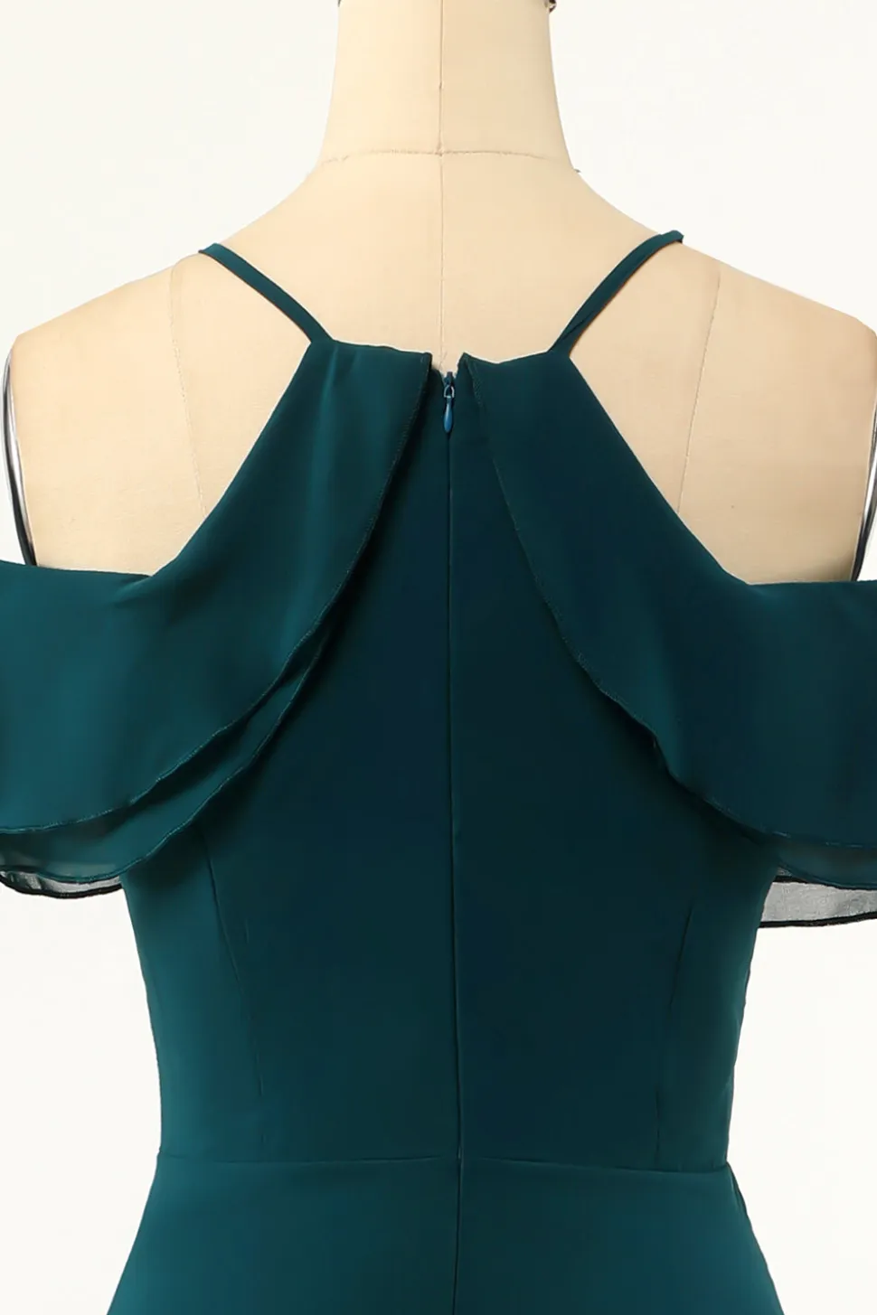 Vestido verde de ombro frio do baile