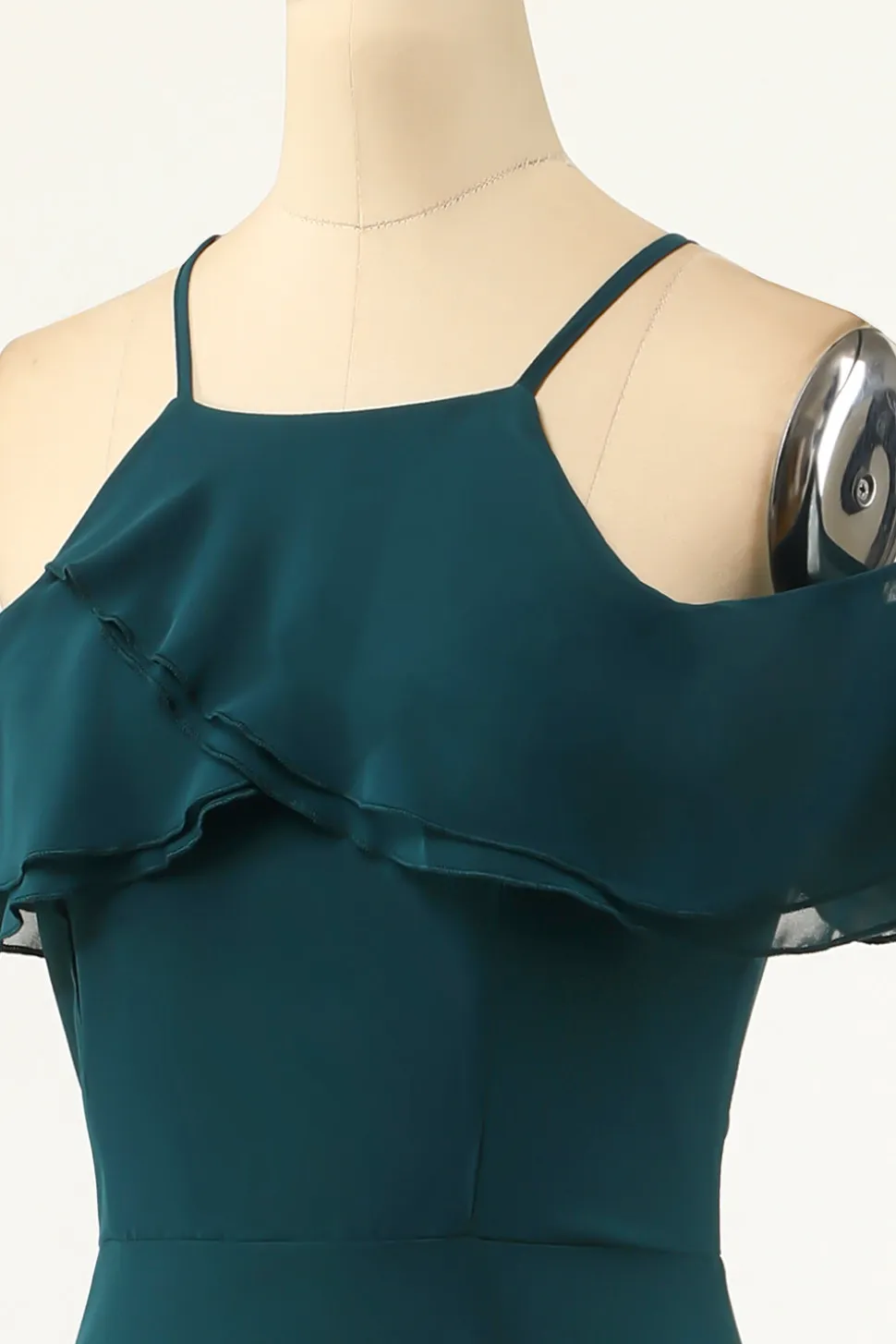 Vestido verde de ombro frio do baile