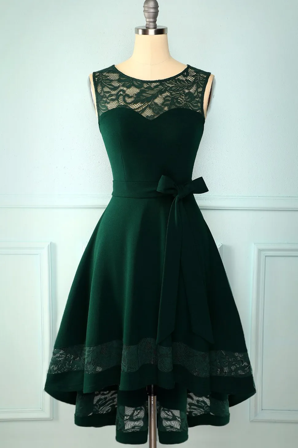 Vestido Verde Escuro Alto Baixo