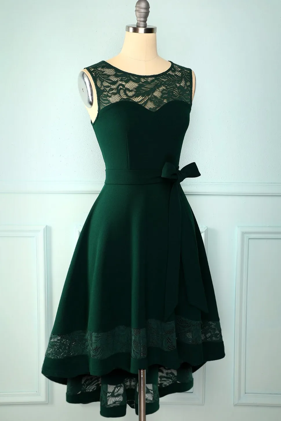 Vestido Verde Escuro Alto Baixo