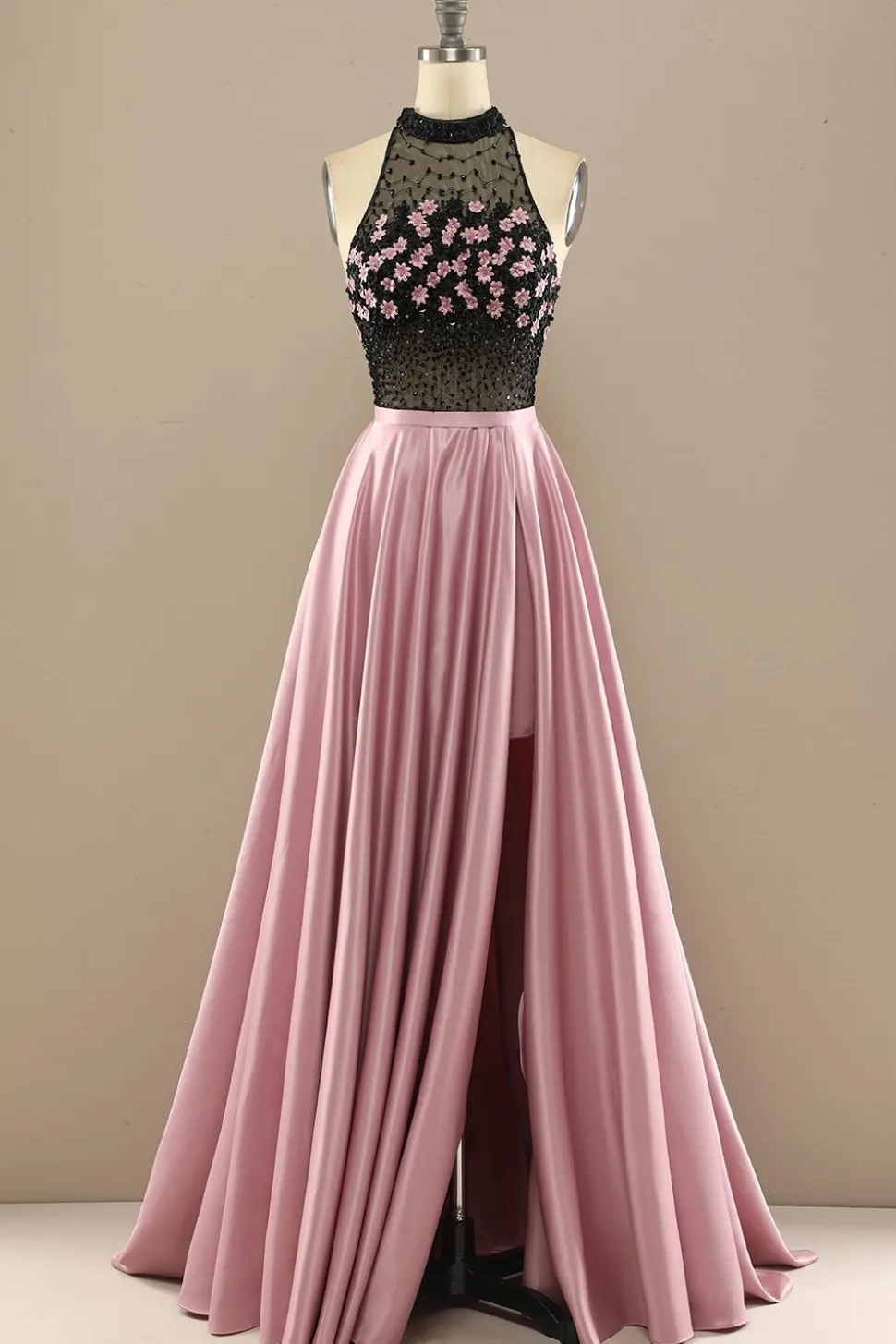 Vestido Verde Escuro Longo Frisada Baile Com Flores