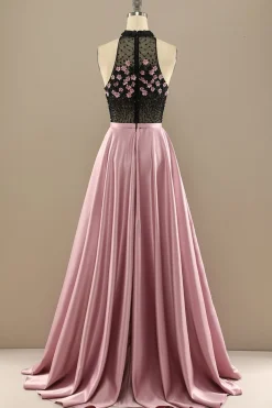 Vestido Verde Escuro Longo Frisada Baile Com Flores