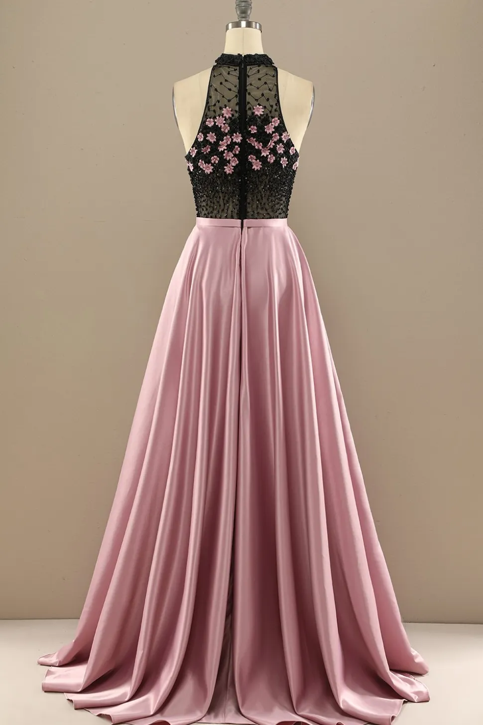 Vestido Verde Escuro Longo Frisada Baile Com Flores