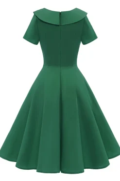 Vestido verde peterpans collar vintage 1950s