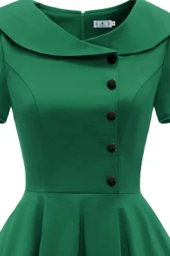 Vestido verde peterpans collar vintage 1950s