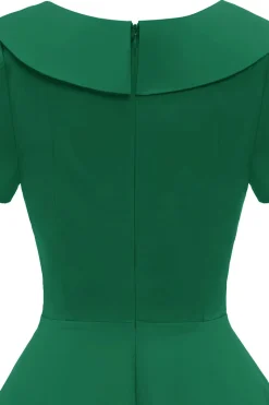 Vestido verde peterpans collar vintage 1950s