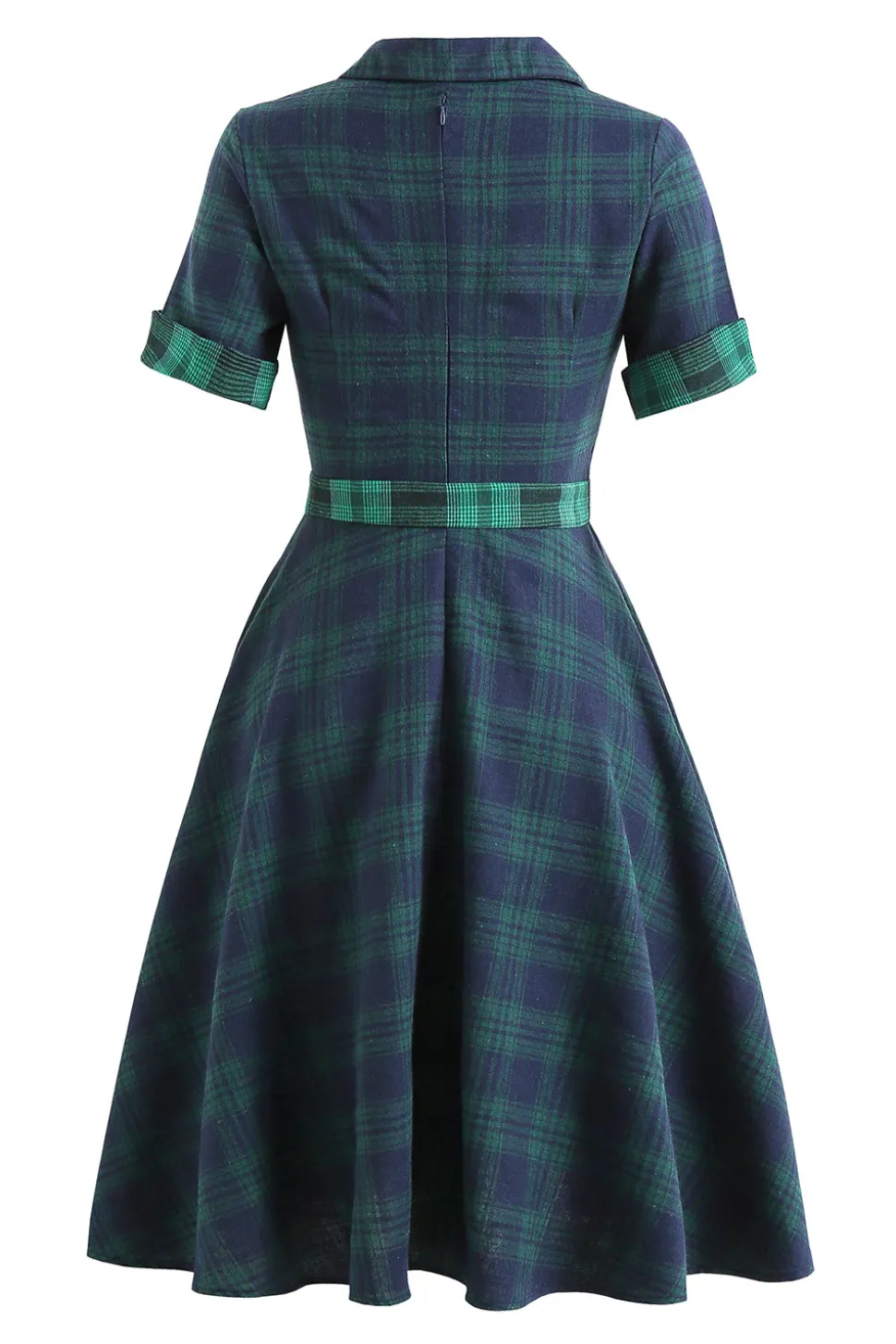 Vestido verde xadrez de 1950