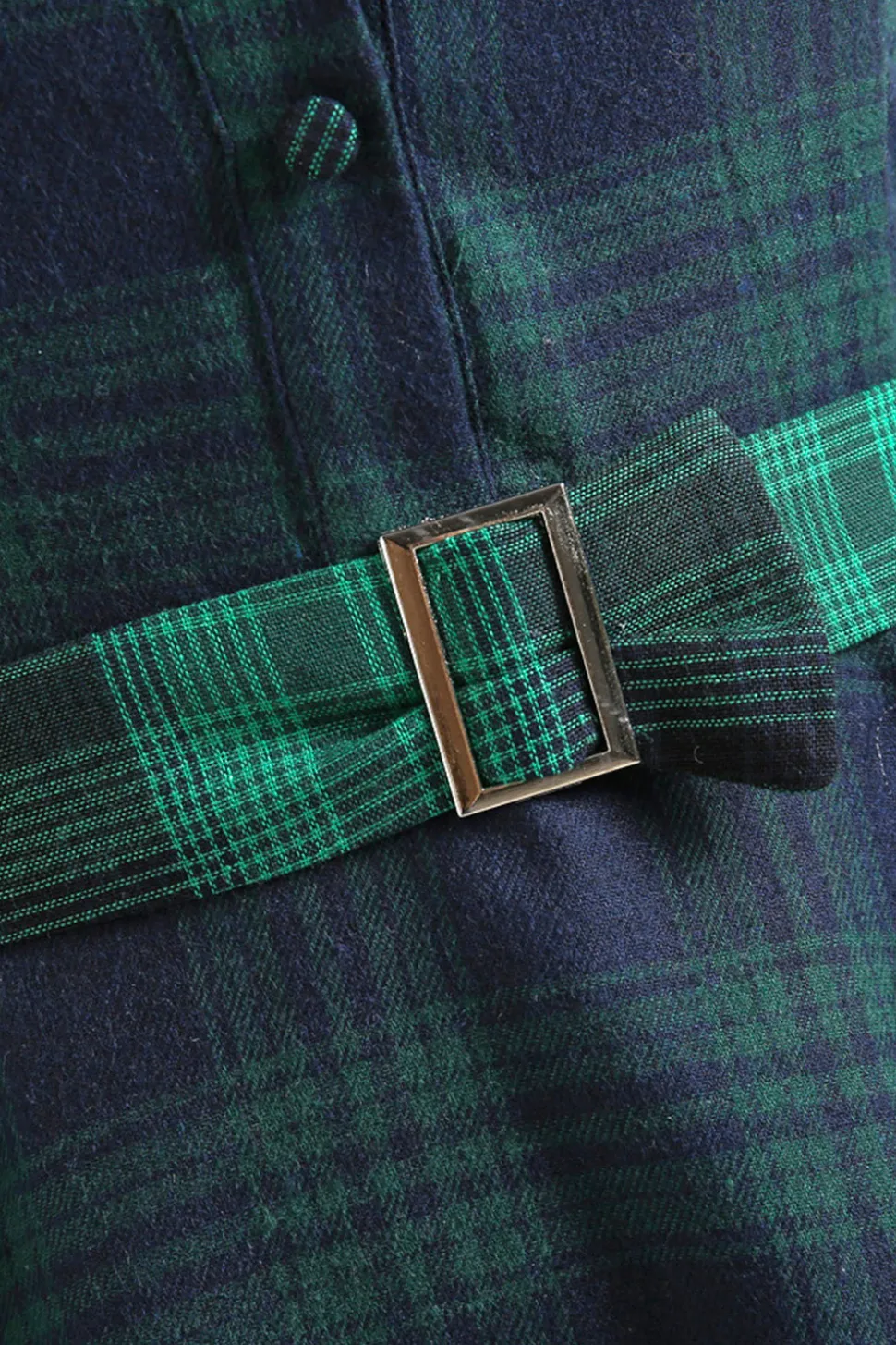 Vestido verde xadrez de 1950