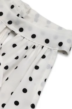 Vestido Verão Branco Preto Polka Dot Midi Cabeçada Linha-A