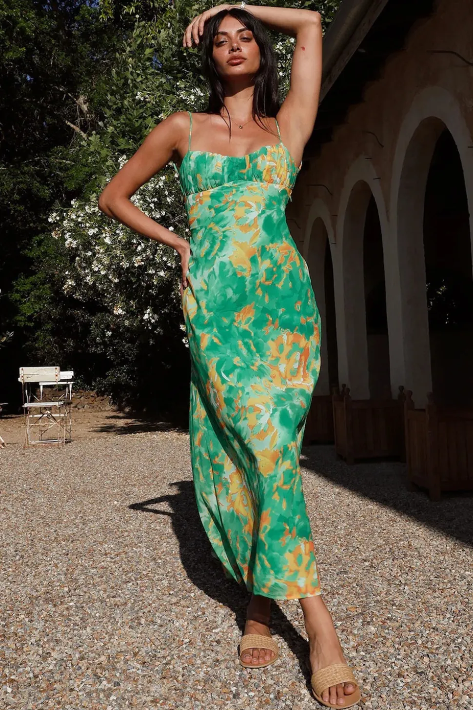 Vestido Verão Fúcsia Alças Finas Midi Floral Sem Encosto