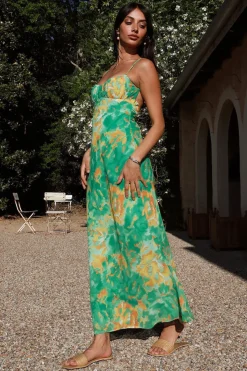 Vestido Verão Fúcsia Alças Finas Midi Floral Sem Encosto