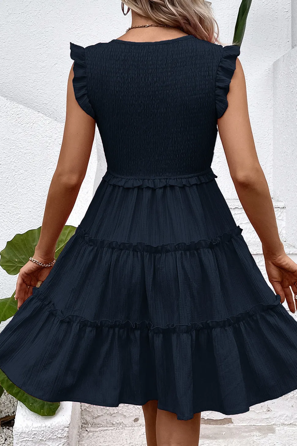 Vestido Verão Preto Decote em V Curto Linha-A