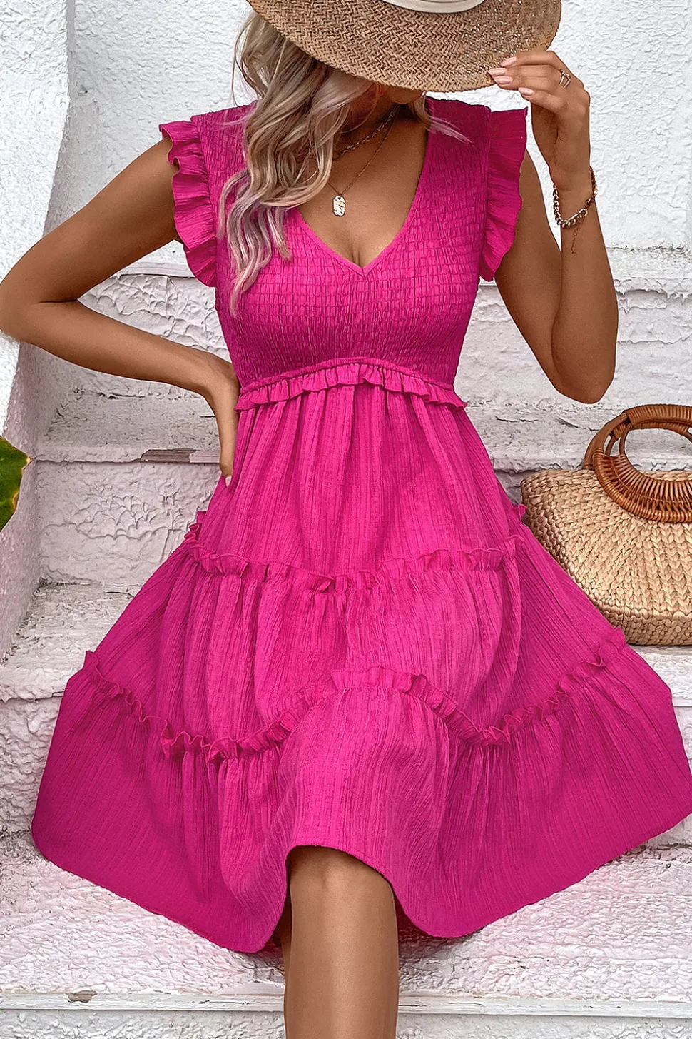 Vestido Verão Preto Decote em V Curto Linha-A