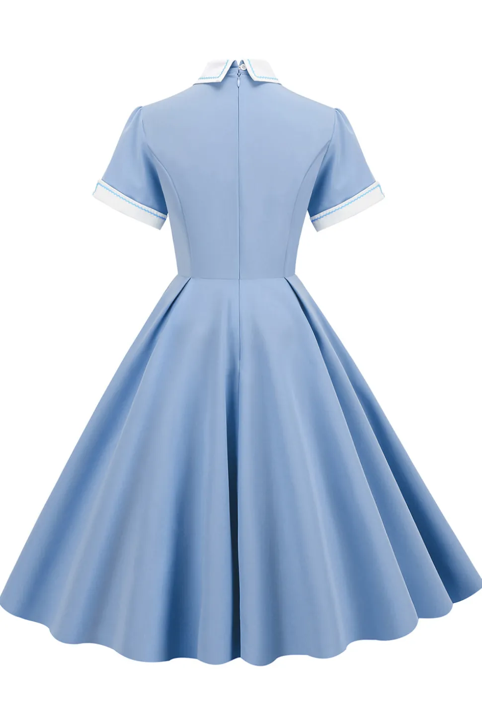 Vestido vintage azul claro dos anos 50 com mangas