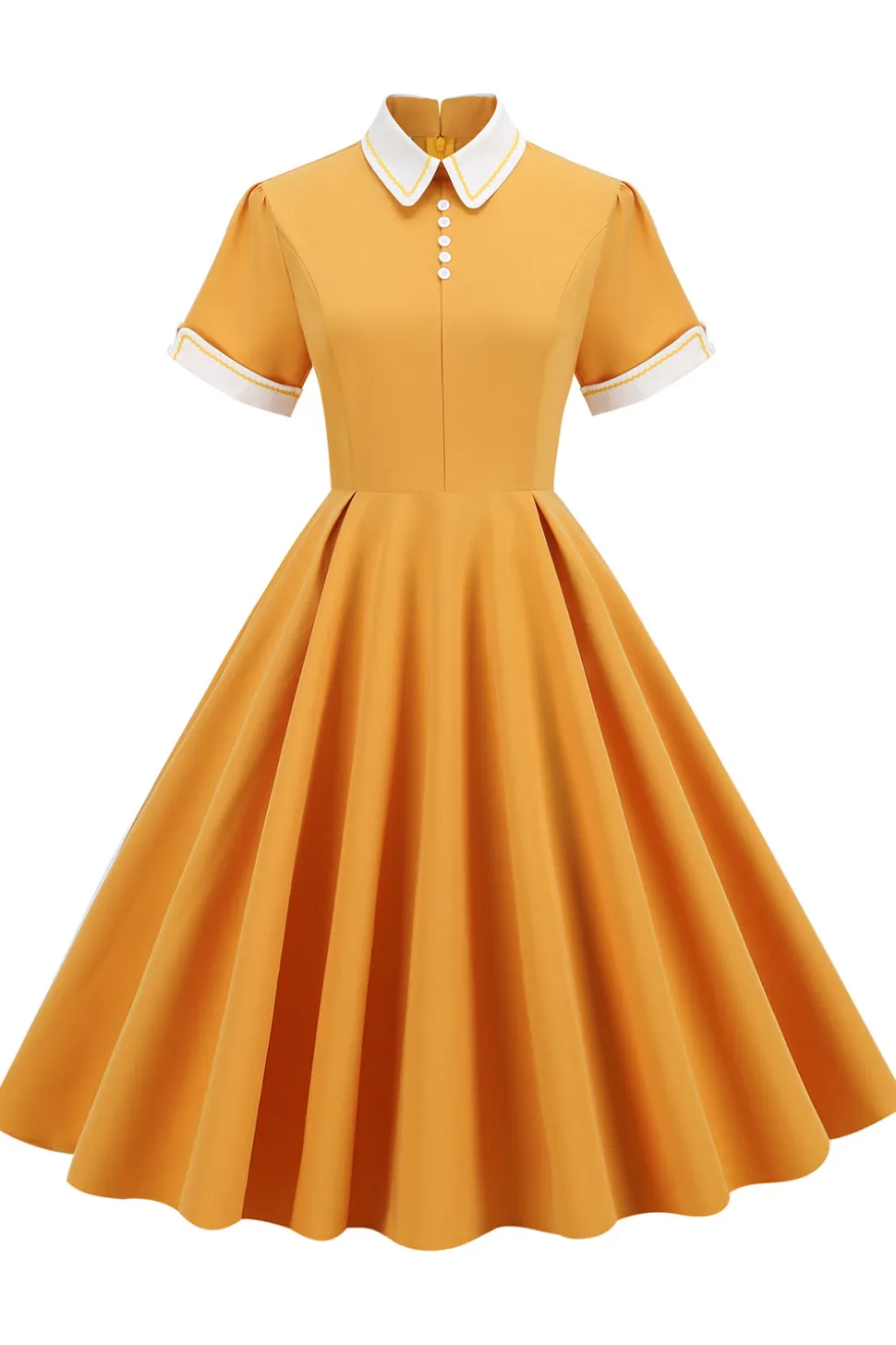 Vestido vintage azul claro dos anos 50 com mangas